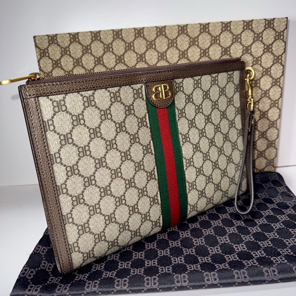 SALE 9/30
Authentic Balenciaga X Gucci The Hacker Project Web Wristlet Clutch BB - Picture 2 of 9